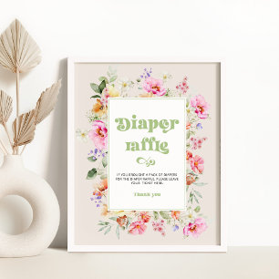 Wildflower baby shower diaper raffle Poster
