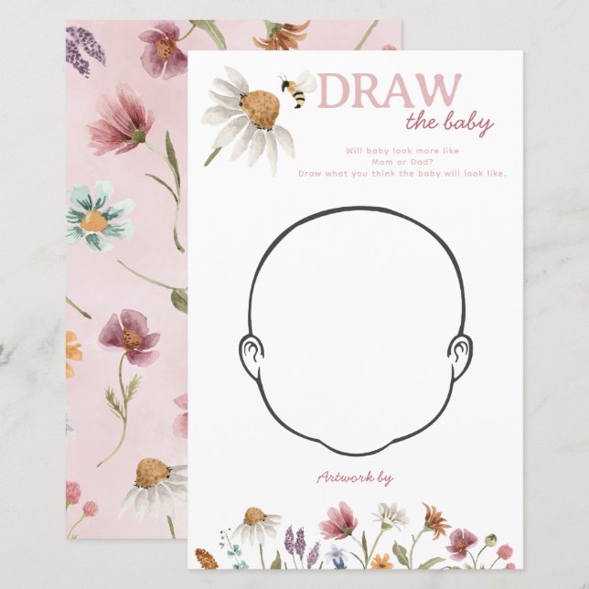 Wildflower Baby Shower Draw the Baby Game (Front/Back)