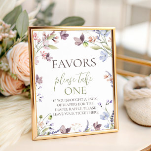 Wildflower Baby Shower Favors Table Sign