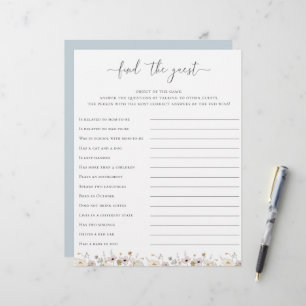 Wildflower Baby Shower Find The Guest Game