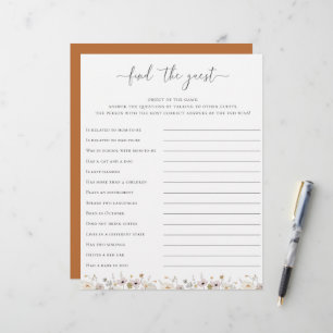 Wildflower Baby Shower Find The Guest Game