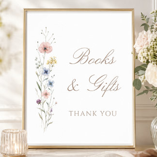 Wildflower Baby Shower Floral Books & Gifts Sign