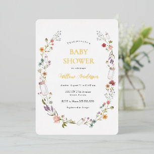 Wildflower Baby Shower Foil Invitation