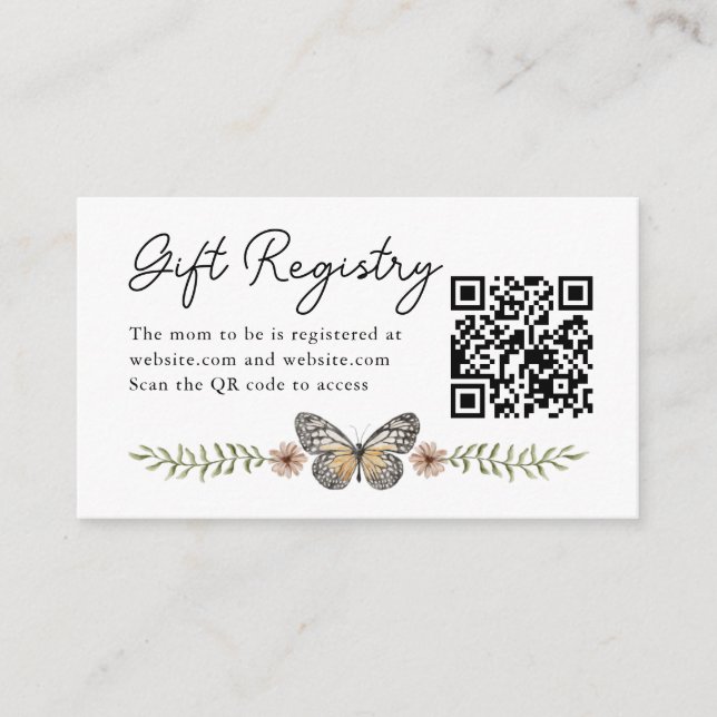 Wildflower Baby Shower Gift Registry Enclosure Card (Front)