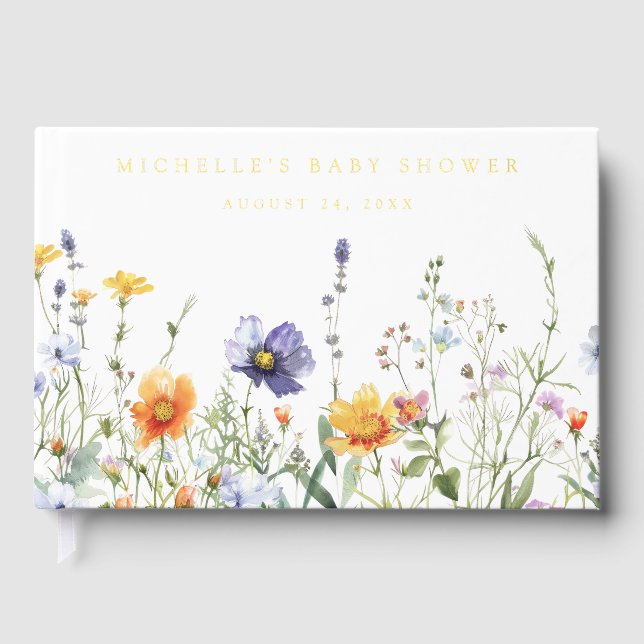 Wildflower Baby Shower Guest Book (Front)
