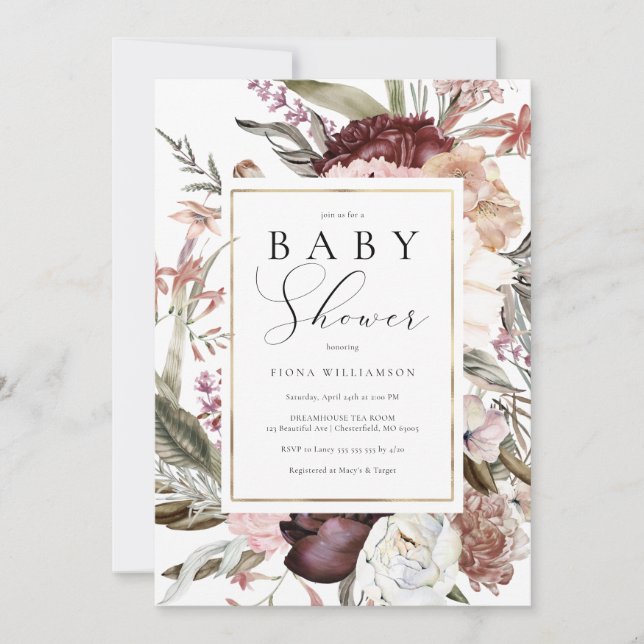 Wildflower Baby Shower Invitation (Front)