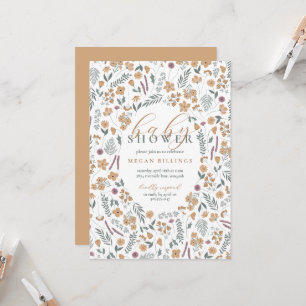 wildflower baby shower invitation - light orange