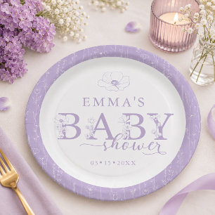 Wildflower Baby Shower Lavender Floral Plate