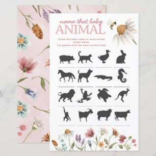 Wildflower Baby Shower Name the Baby Animal Game
