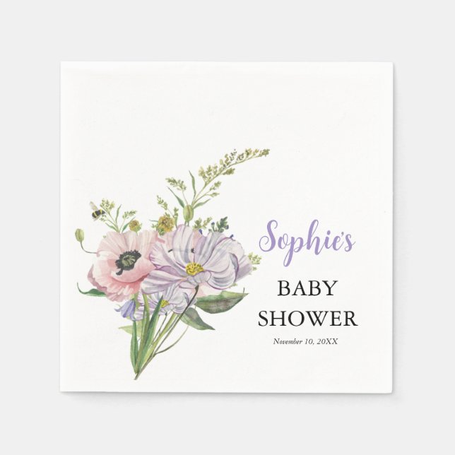 Wildflower Baby Shower Napkin (Front)