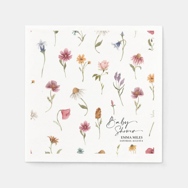 Wildflower Baby Shower Napkins (Front)