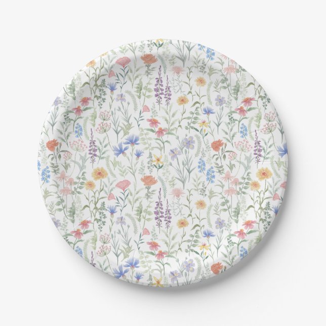 Wildflower Baby Shower Napkins Paper Plate (Front)