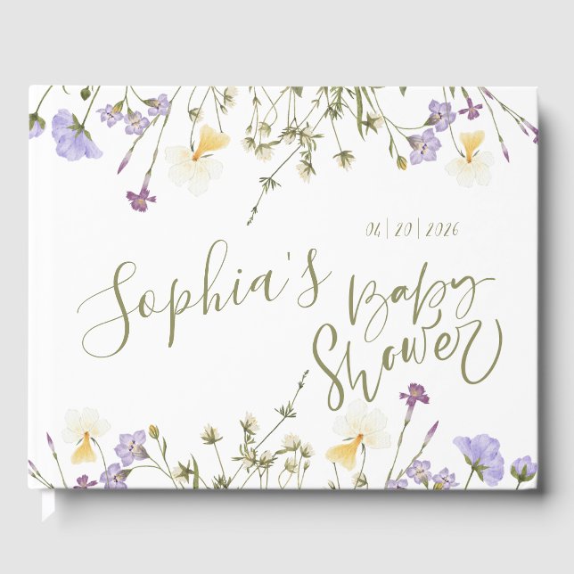 Wildflower Baby Shower Personalized  Guest Book (Front)