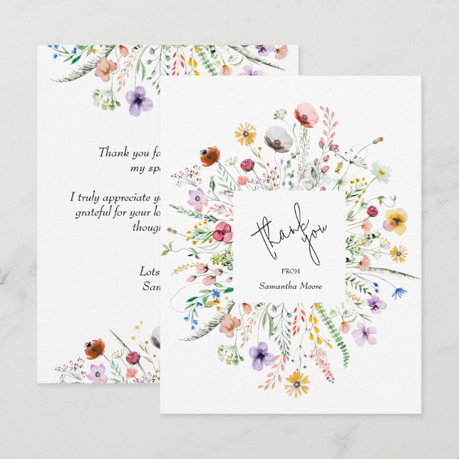 Wildflower Baby Shower Thank You Card (Front/Back)