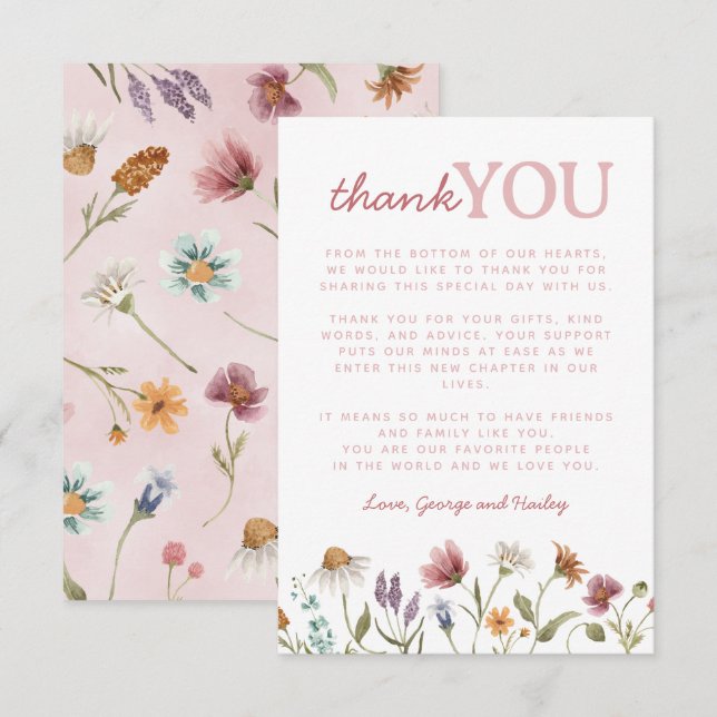 Wildflower Baby Shower Thank You Card (Front/Back)