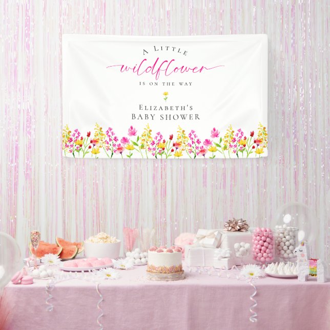 Wildflower Baby Shower Watercolor Floral Backdrop  Banner (Party)