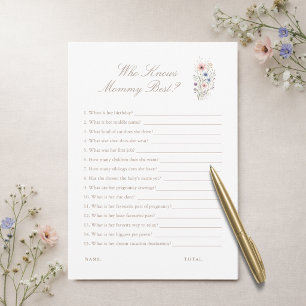 Wildflower Baby Shower Who Knows Mommy Best Card