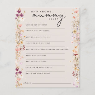 Wildflower baby shower who knows mummy best game