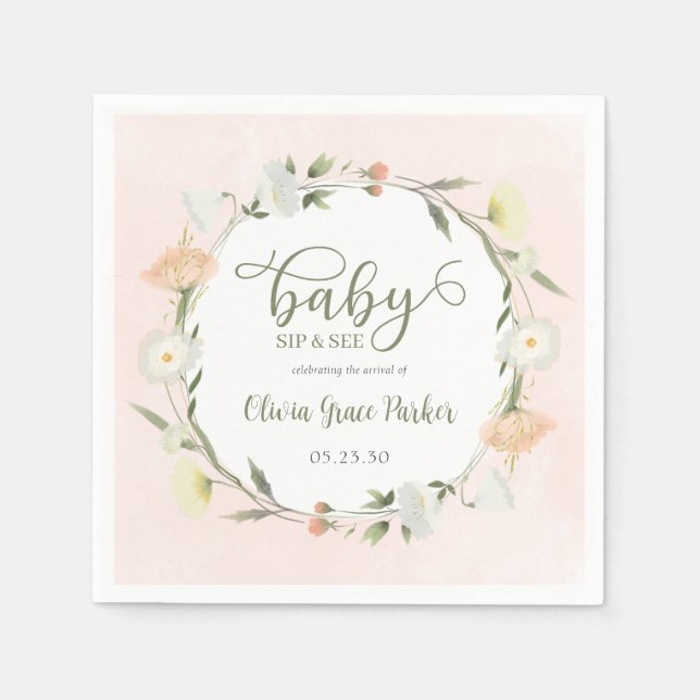 Wildflower Baby Sip And See Napkin (Front)