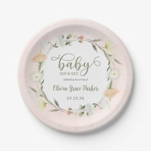 Wildflower Baby Sip And See Paper Plate