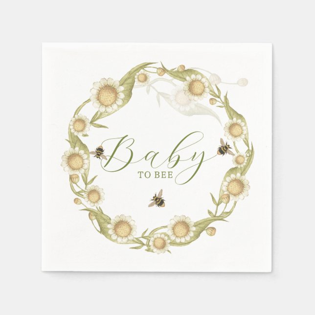 Wildflower Baby to Bee Baby Shower Napkin (Front)