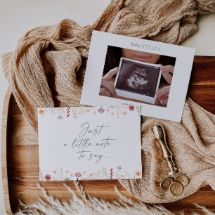 Wildflower Baby Ultrasound Photo Announcement Card