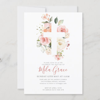 Wildflower Baptism Invitation Girl 