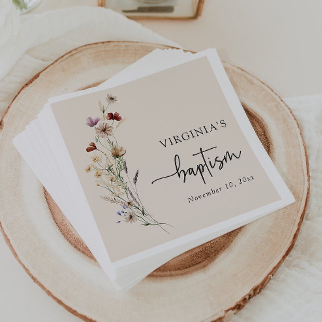 Wildflower Baptism Napkin (Boho Wildflower Baptism Napkins by Painted Paperie
)