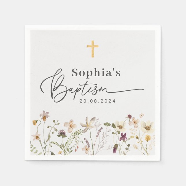Wildflower Baptism Napkin (Front)