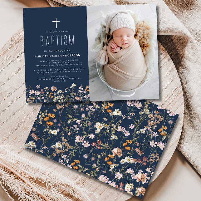 Wildflower Baptism Photo Garden In Bloom Invitation (Creator Uploaded)