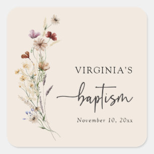 Wildflower Baptism Square Sticker