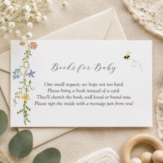 Wildflower Bee Baby Shower Books for Baby Card