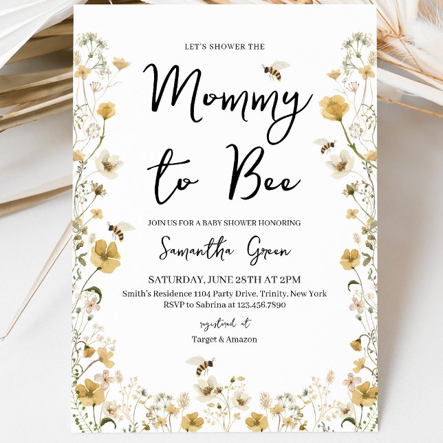 Wildflower Bee Baby Shower Invitation (Creator Uploaded)