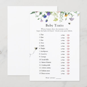 Wildflower Bee Baby Traits Shower Game Card