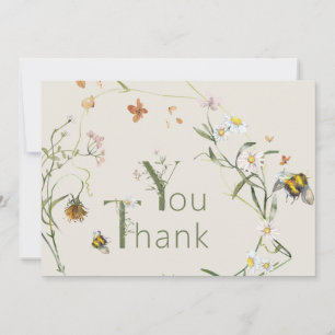  Wildflower Bee Beige Baby Shower  Thank You Card