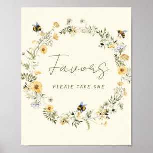 Wildflower Bee Bridal Shower Favours Sign