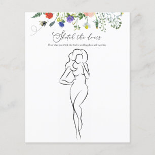 Wildflower Bee Bridal Shower Game Sketch the Dress