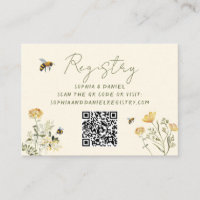 Wildflower Bee Bridal Shower Registry Card