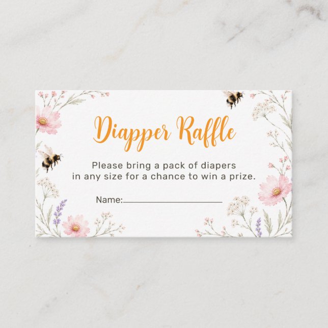 Wildflower Bee Diaper Raffle Enclosure Card (Front)