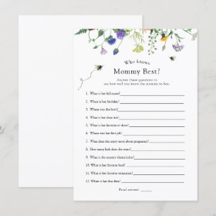 Wildflower Bee Who Knows Mommy Best Shower Game Invitation