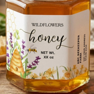 Wildflower Beehive Honey  Jar Label