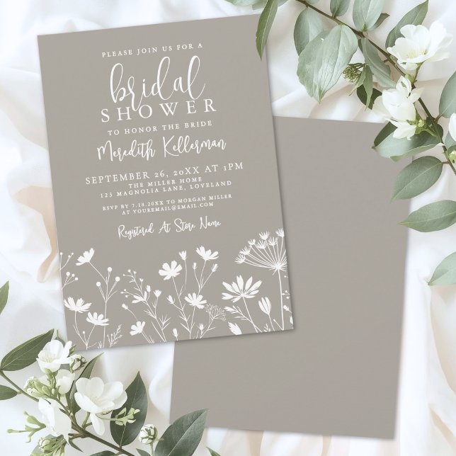 Wildflower Beige Bridal Shower Invitation (Wildflower Beige Bridal Shower Invitation)