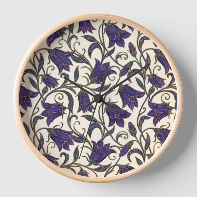 Wildflower Bellflower Patterne Clock (Front)