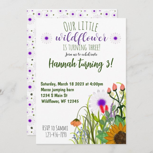 Wildflower birthday holiday card (Front/Back)