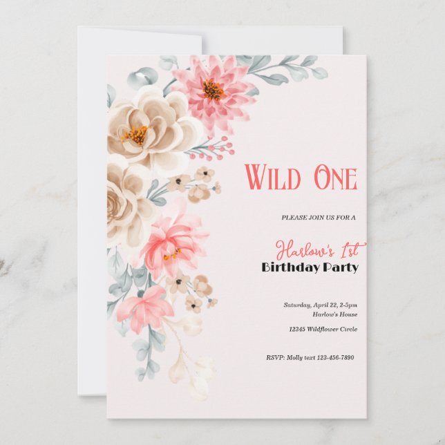 Wildflower Birthday Invitation | Wildflower First (Front)