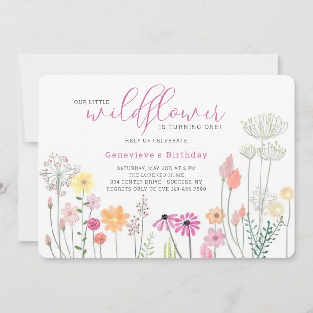 Wildflower Birthday Party Invitation (Front)