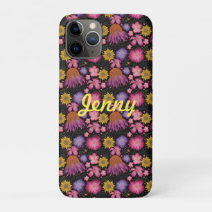 Wildflower Black Floral Personalized iPhone 11 Pro Case