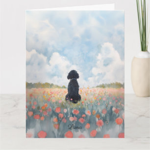 Wildflower Black Labradoodle Sympathy Card
