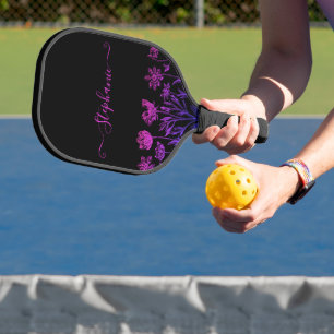 Wildflower Black Pink   Name Pretty Floral  Pickleball Paddle