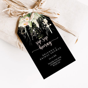 Wildflower Black Sip Sip Hooray Bridal Shower  Gift Tags